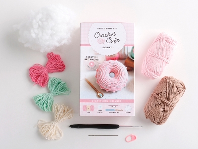 Crochet Cafe Amigurumi Kit Donut: Everything You Need Is Included: 100%-Cotton Yarn, Crochet Hook, Stitch  Marker, Tapestry Needle, Fiberfill, Step-by-Step Leaflet, and Exclusive Instruction Videos; Beginner Friendly!