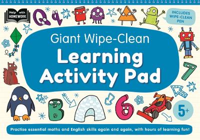 5plus Giant Wipe-Clean Learning Activity Pad: Practise maths and English skills | Reusable home-learning activities |  Wipe-clean pen included