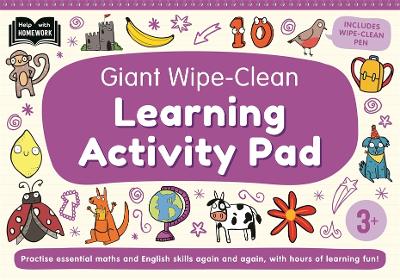 3plus Giant Wipe-Clean Learning Activity Pad: Practise essential pre-school skills | Reusable home-learning activities |  Wipe-clean pen included
