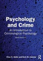 Psychology and Crime: An Introduction to Criminological Psychology 3rd edition