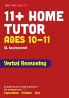 11plus GL Assessment Verbal Reasoning Home Tutor Ages 10-11