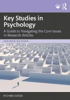 Key Studies in Psychology: A Guide to Navigating the Core Issues in Research Articles 7th edition