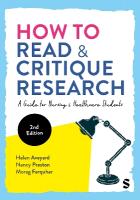 How to Read and Critique Research: A Guide for Nursing and Healthcare Students 2nd Revised edition