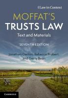 Moffat's Trusts Law: Text and Materials 7th Revised edition