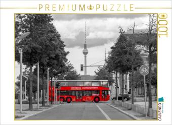 CALVENDO Puzzle Der rote Bus, Berlin | 1000 Teile Lege-Gr&ouml;&szlig;e 64x48cm Foto-Puzzle f&uuml;r gl&uuml;ckliche Stunden