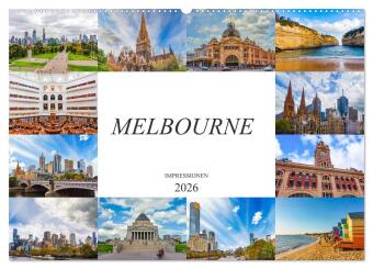 Melbourne Impressionen (Wandkalender 2026 DIN A2 quer), CALVENDO Monatskalender: Zw&ouml;lf beeindruckende Bilder von der Metropole Melbourne